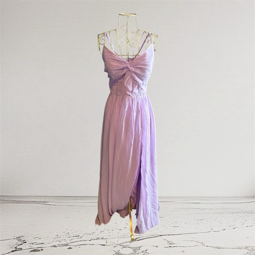 Women's Witness of Love Lavender Maxi Dress US 12 with Bow Detail & Slit